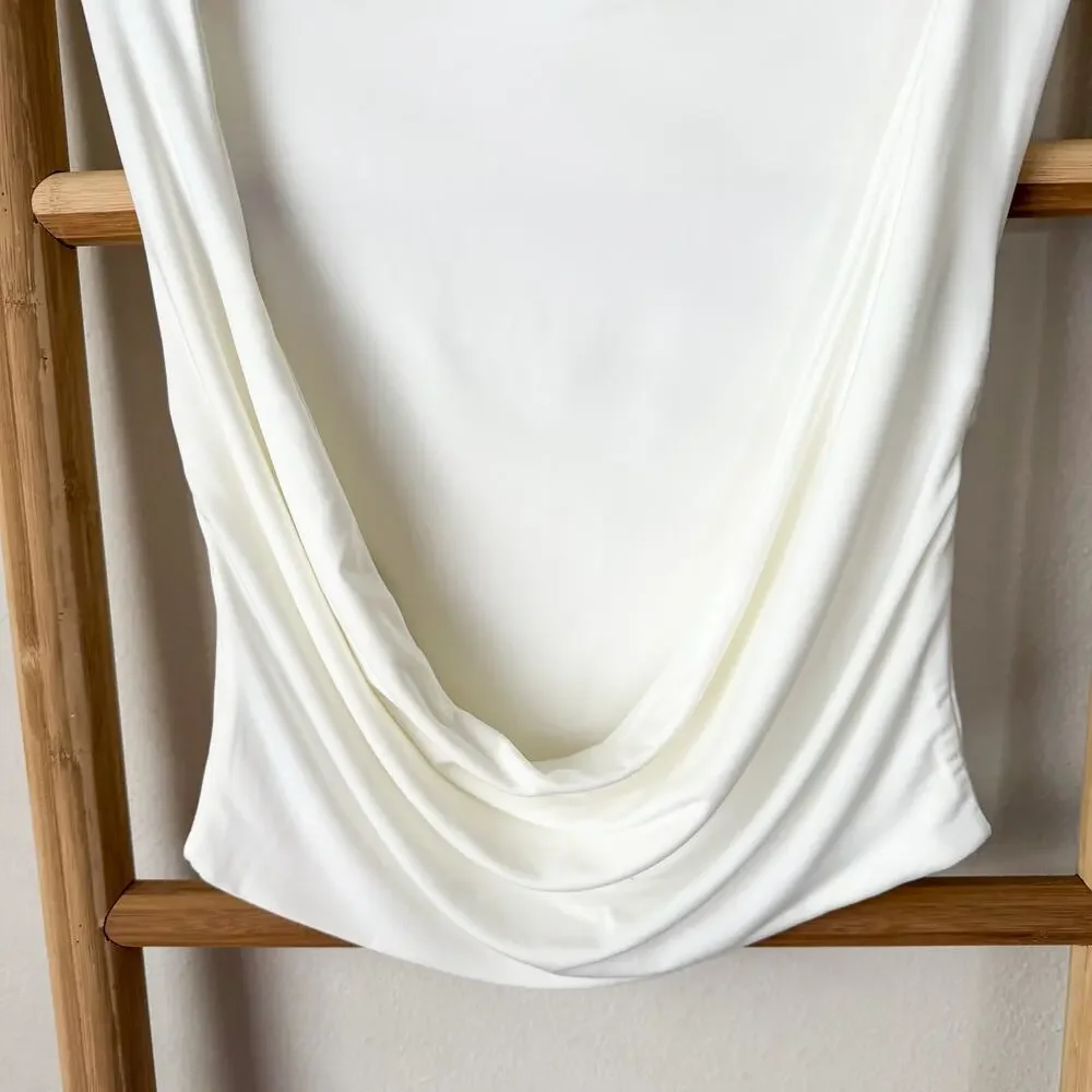 NWT Meshki Suri Slinky Cowl Back Top White Sleeveless Tank Women’s Size Small - Picture 5 of 7